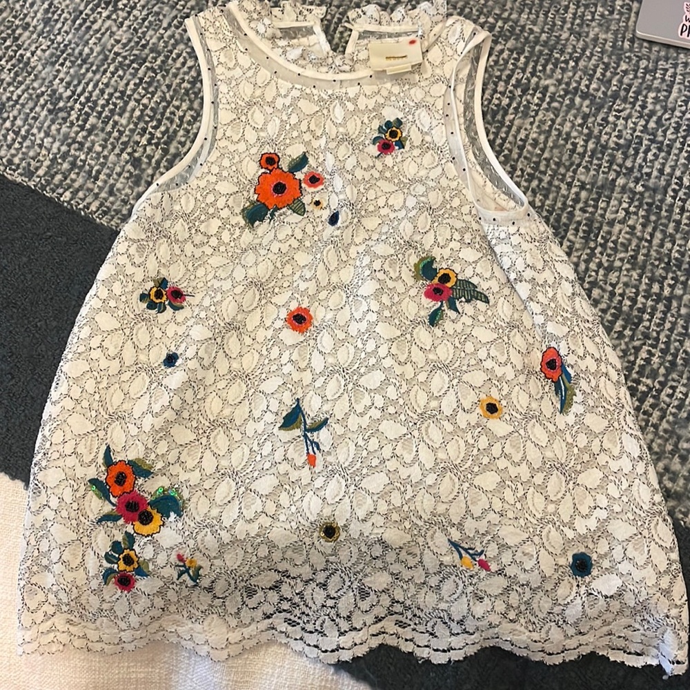 Anthropologie Maeve Embroidered Beaded Top